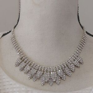 Claire's Layered Fringed Petals Rhinestone Bridal Necklace